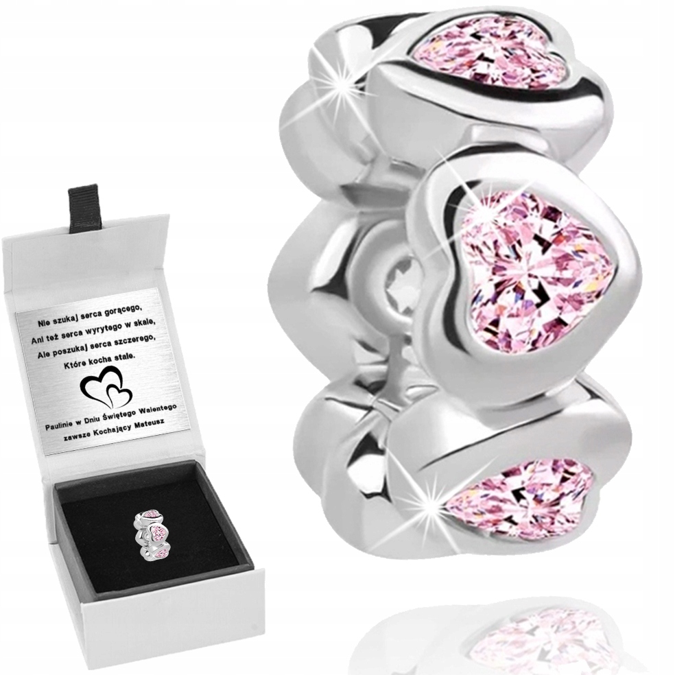 

Zawieszka Charms Serce Srebrny 925 Koralik Grawer