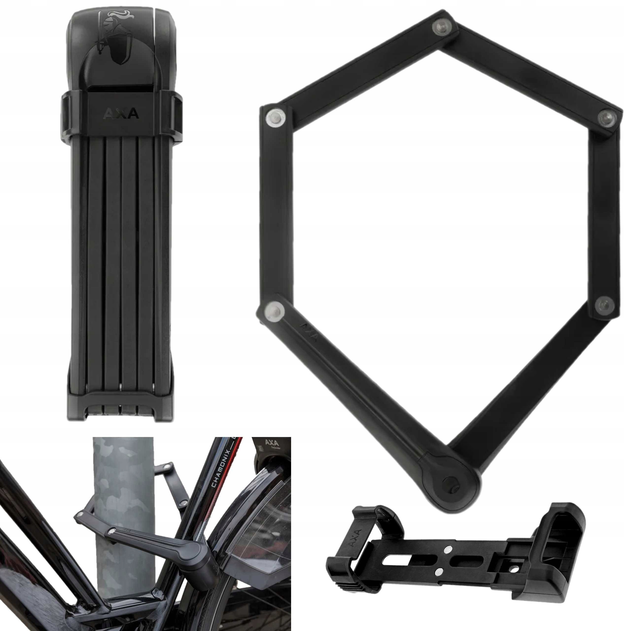 Zapięcie Rowerowe Axa Fold 100 Zapięcie Składane Segmentowe 100x7mm Czarny