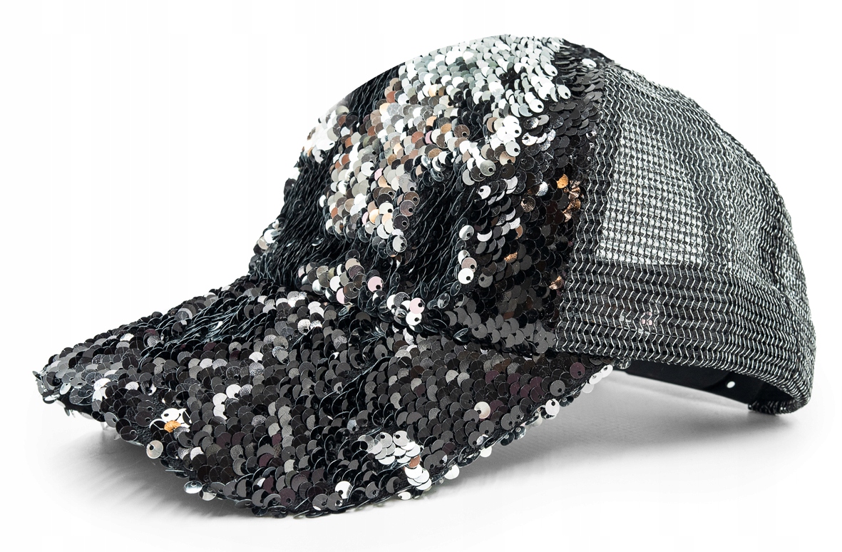 

Czapka z daszkiem na lato damska cekiny siatka