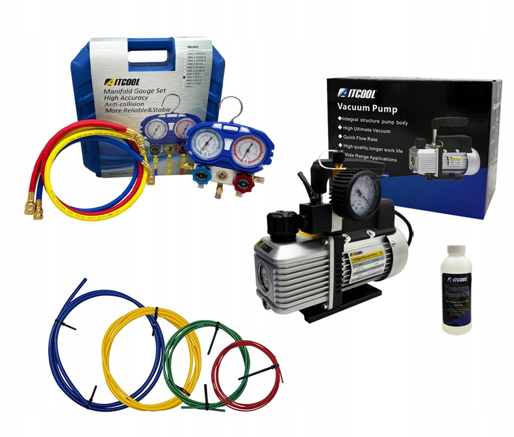 Vákuová pumpa Aitcool VP120M-SG 51L/min Manometre R32 R410A Náplne