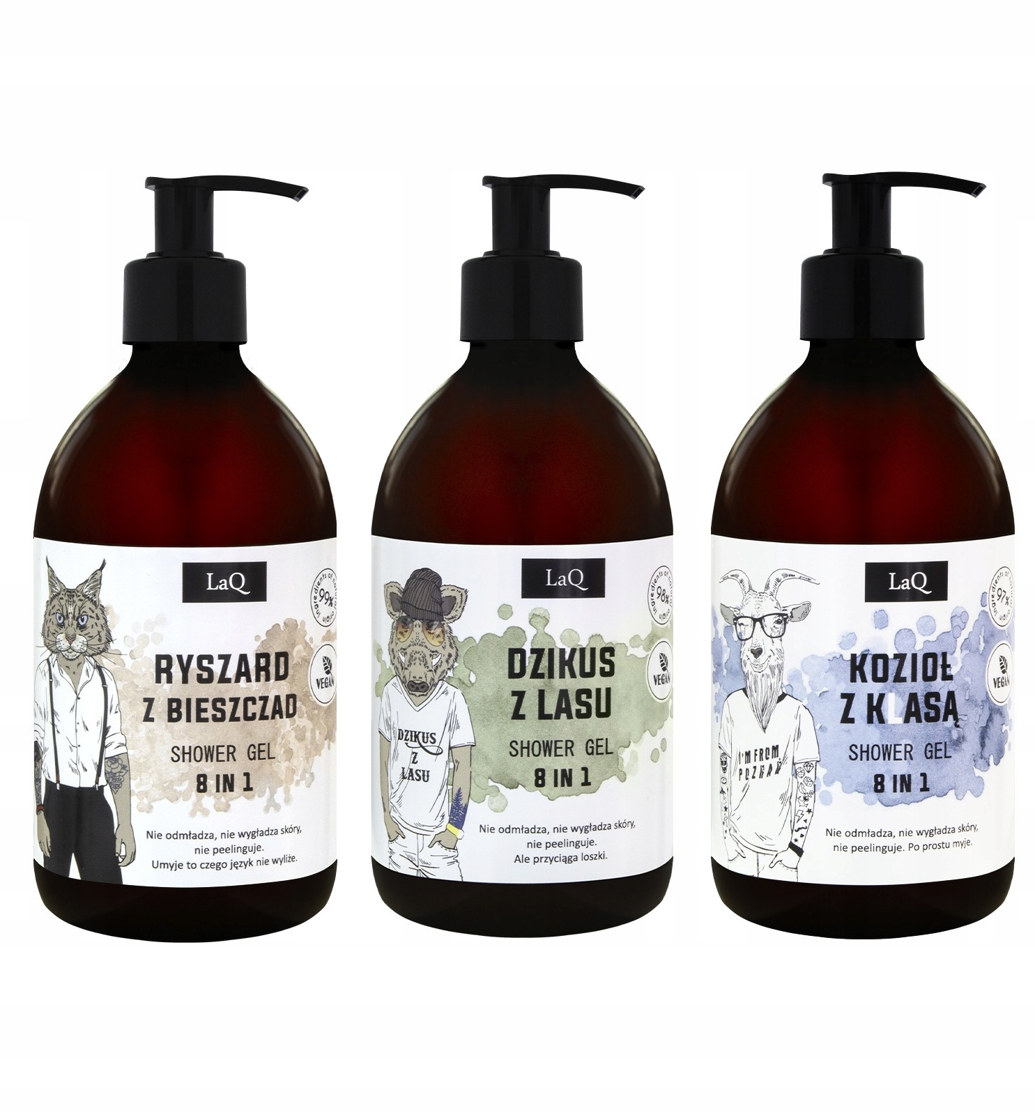 LAQ ZESTAW MĘSKICH ŻELI p/PRYSZNIC RYŚ/DZIK/KOZIOŁ