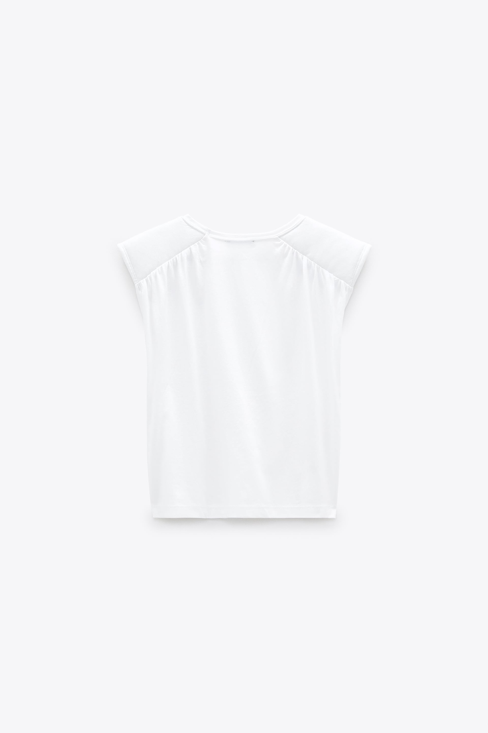 ZARA_BIAŁA KOSZULKA BAWEŁNIANA 4174628 Linia regular