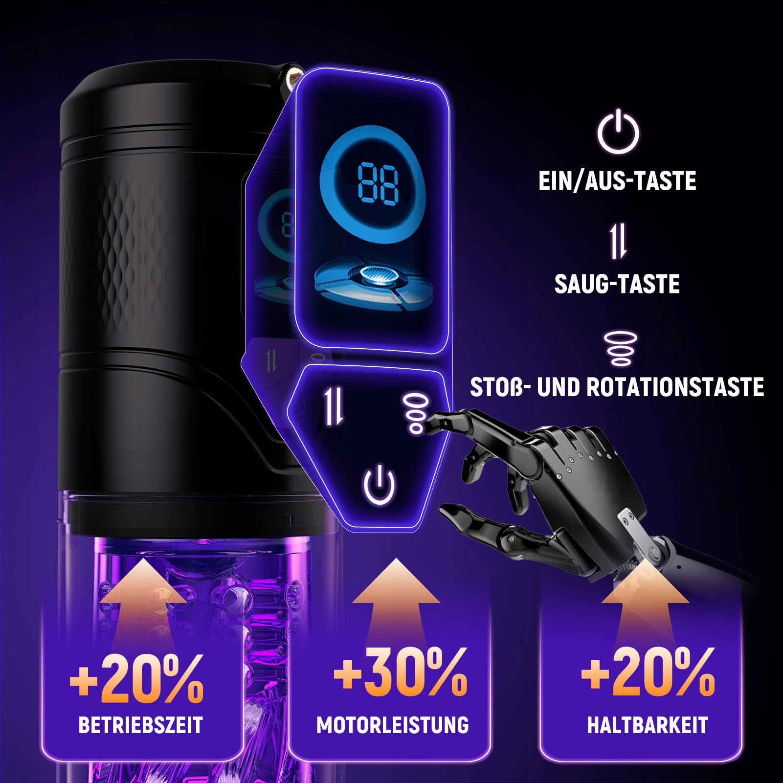ELECTRIC MASTURBATOR Dla Mężczyzn Z 9 Trybami Teleskopowymi i Rotacyjnymi — miniatura 8