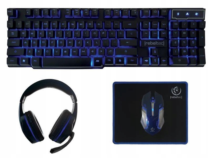 Rebeltec Zestaw przewodowy klawiatura mysz pad
