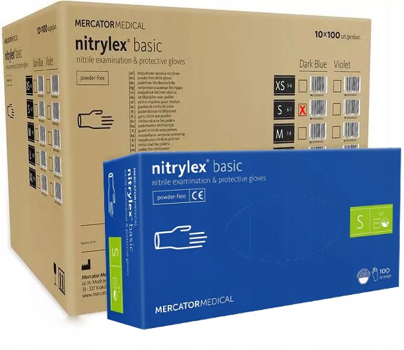 Rękawice Nitrylowe 100 szt. Nitrylex Basic Dark Blue 7-S - 10 kpl.