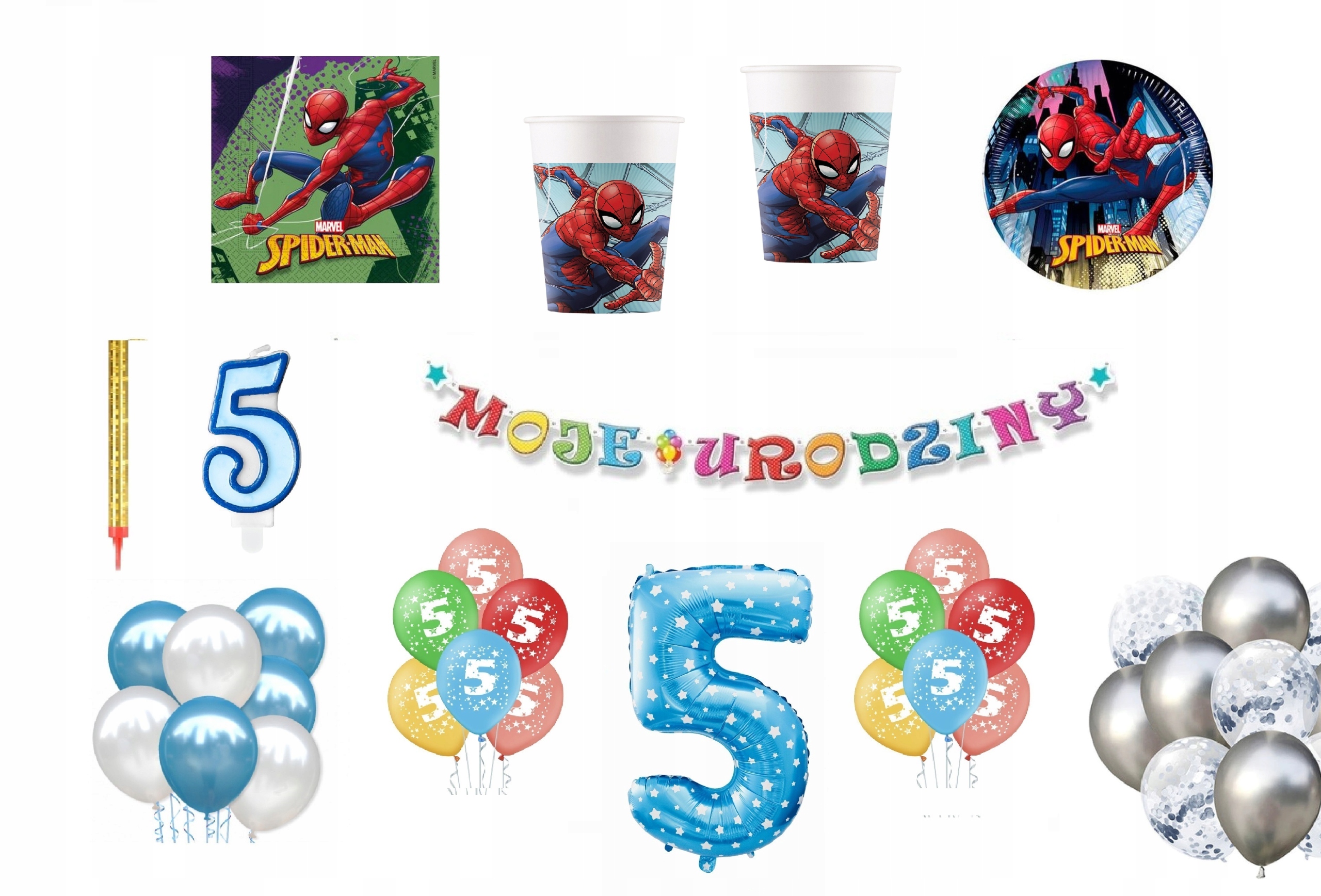 

Zestaw Spidermen 5 Urodziny Balony Spider-Man