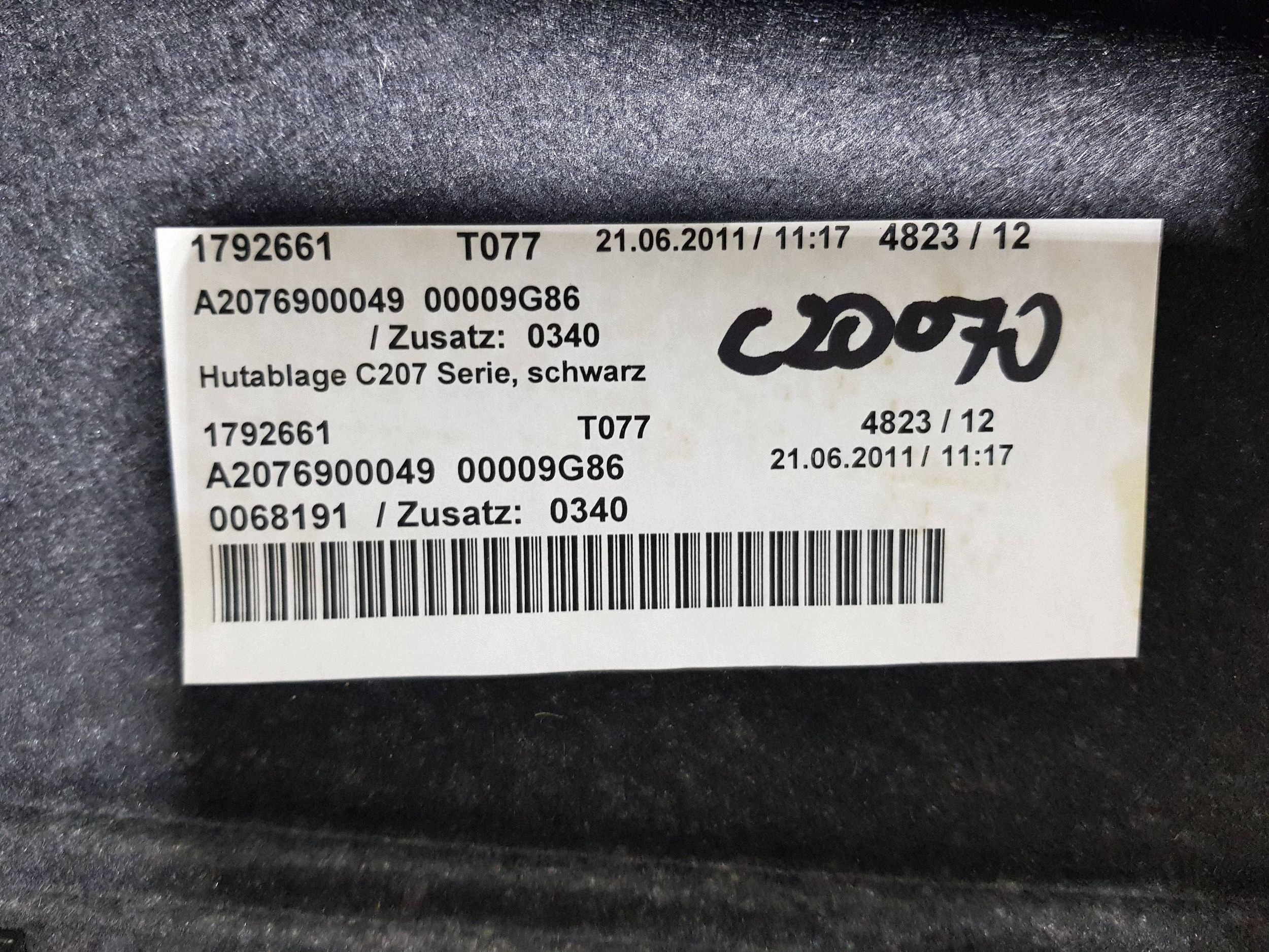 plato boot MERCEDES W207 A2076900049