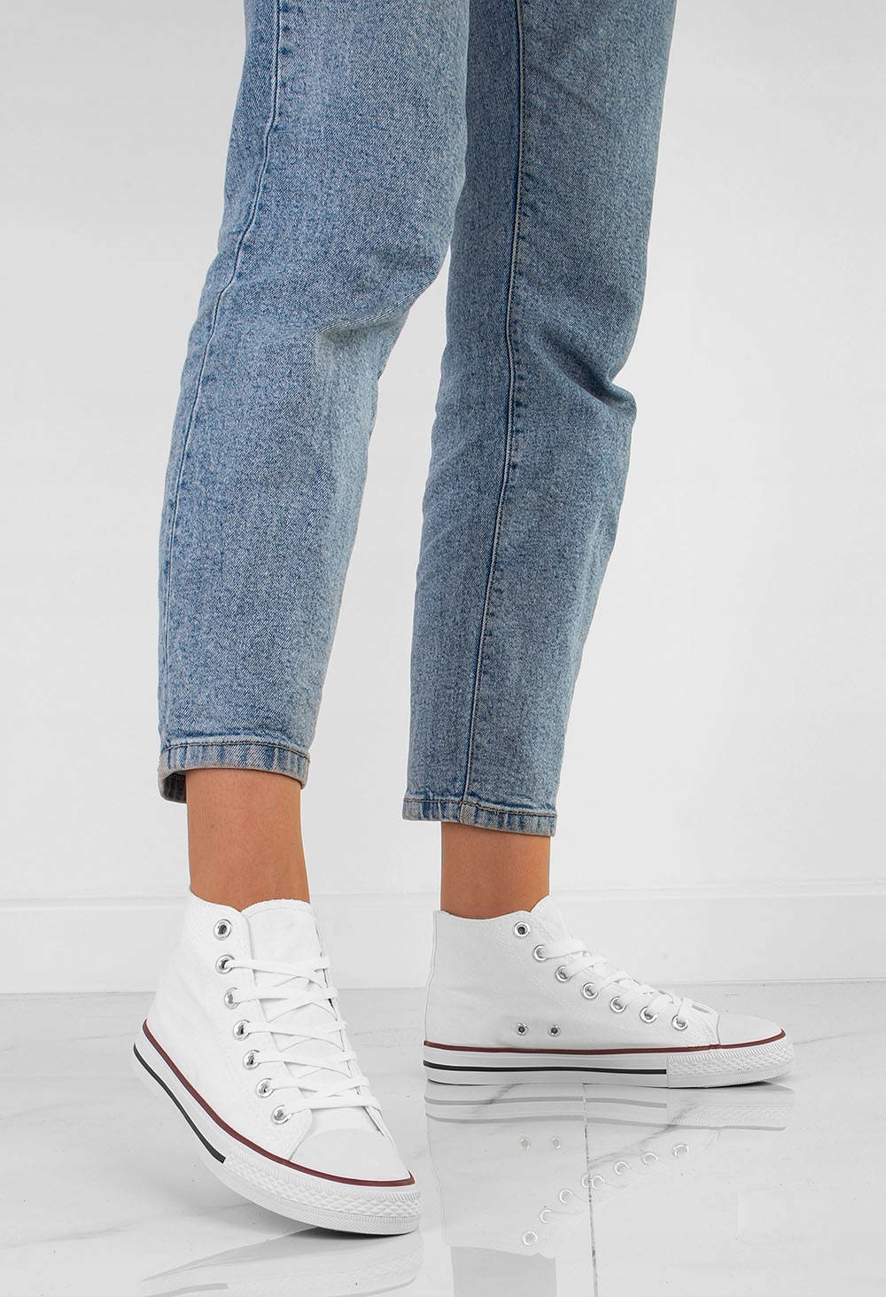 BIAŁE WYSOKIE TRAMPKI TENISÓWKI MĘSKIE 44 Wysokość wysokie