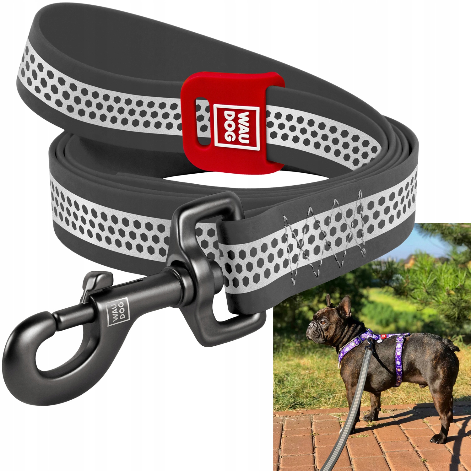 Levně Vodítko pro psa voděodolné, reflexní, šedé, 20 mm, 122 cm