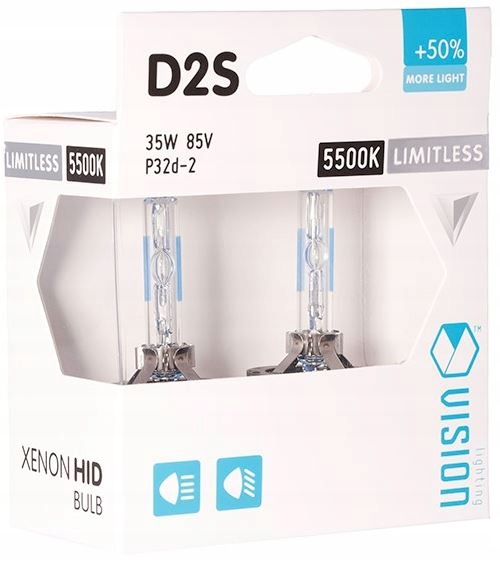 Vision Żarówki Ksenonowe D2S 5500K +50% Xenon 2SZT