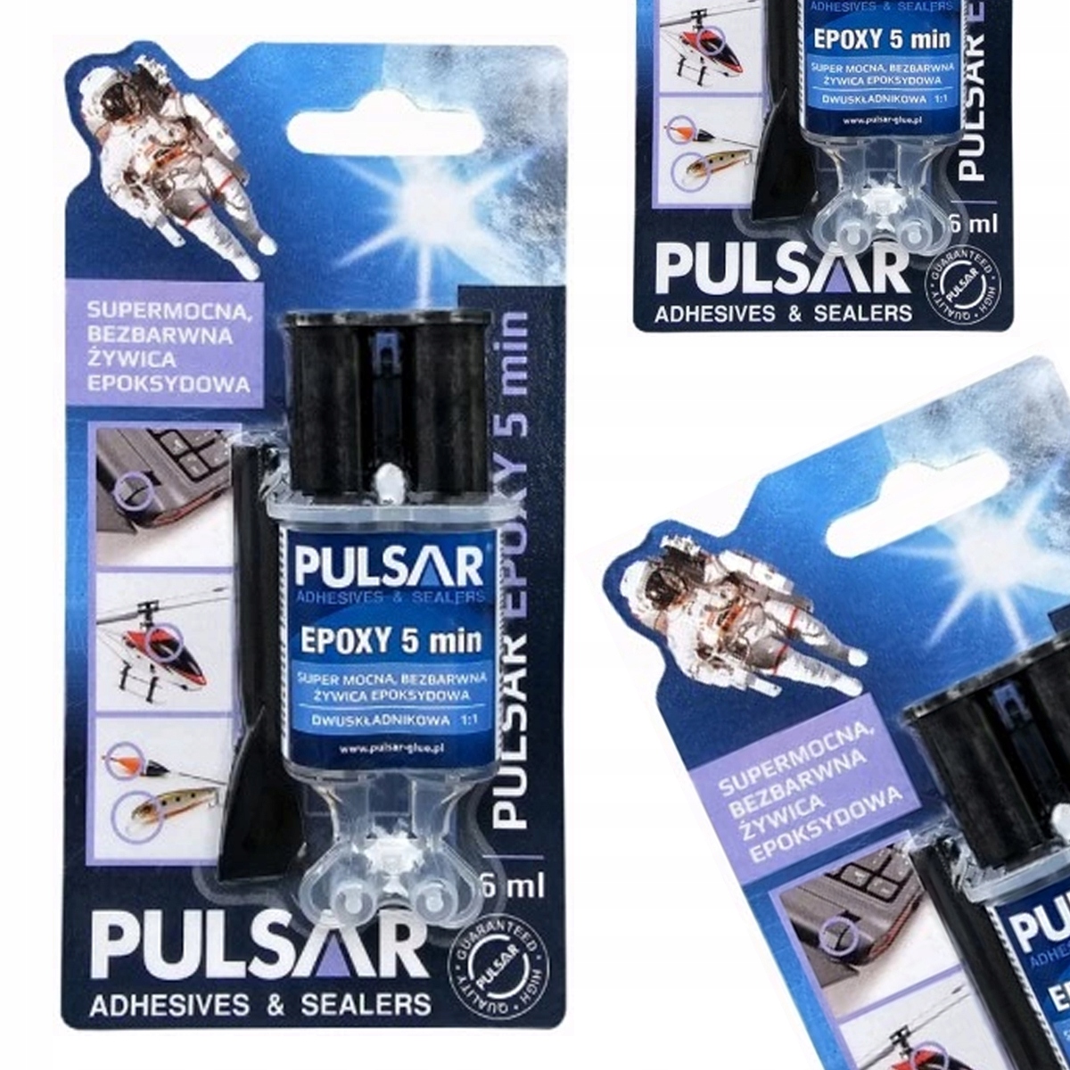 Klej Epoksydowy Dwuskładnikowy Pulsar Szybkoschnący Bezbarwny 5 Minut 6 ml