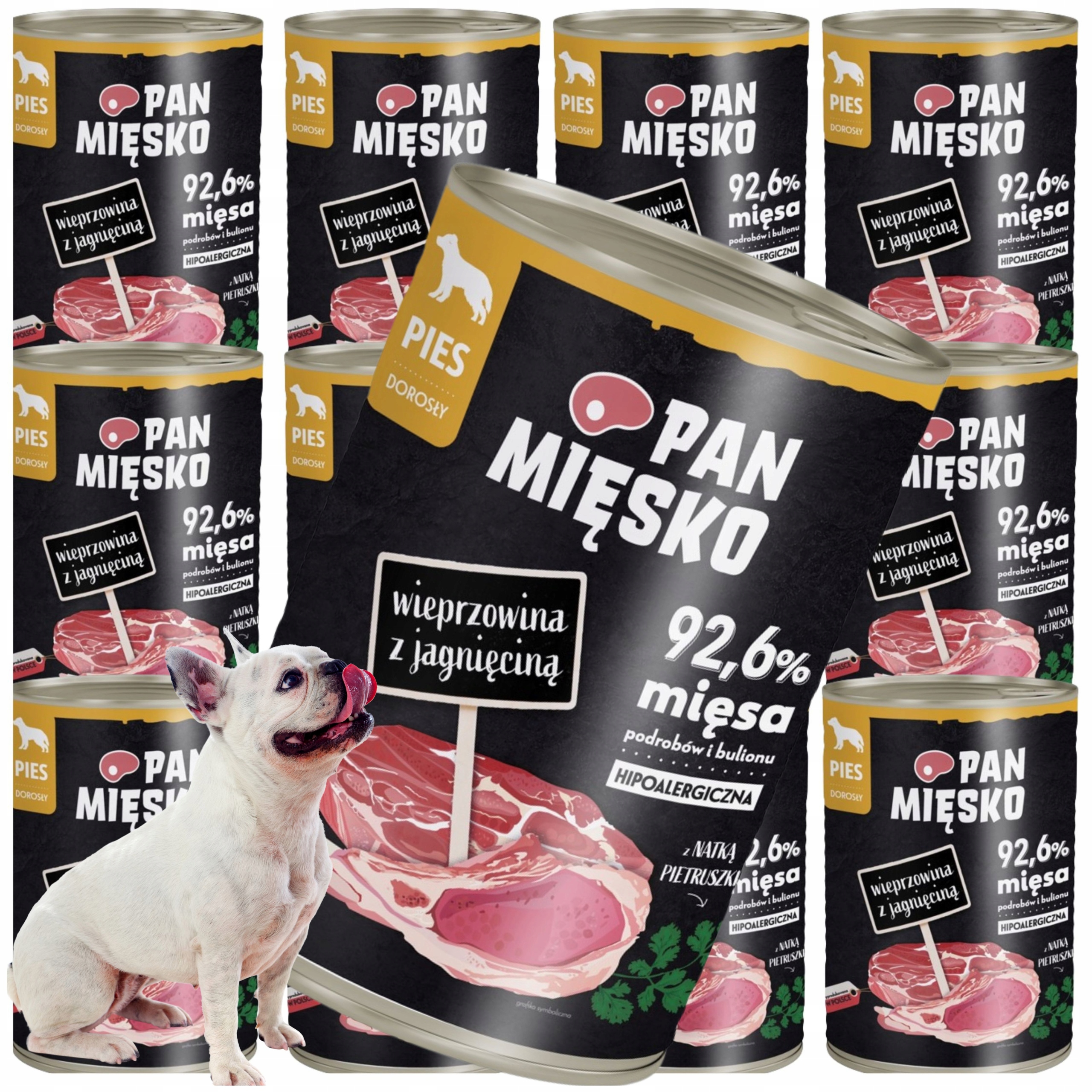 Vlhké krmivo pro psy Vepřové s jehněčím masem Pan Mięsko hypoalergenní 400 g