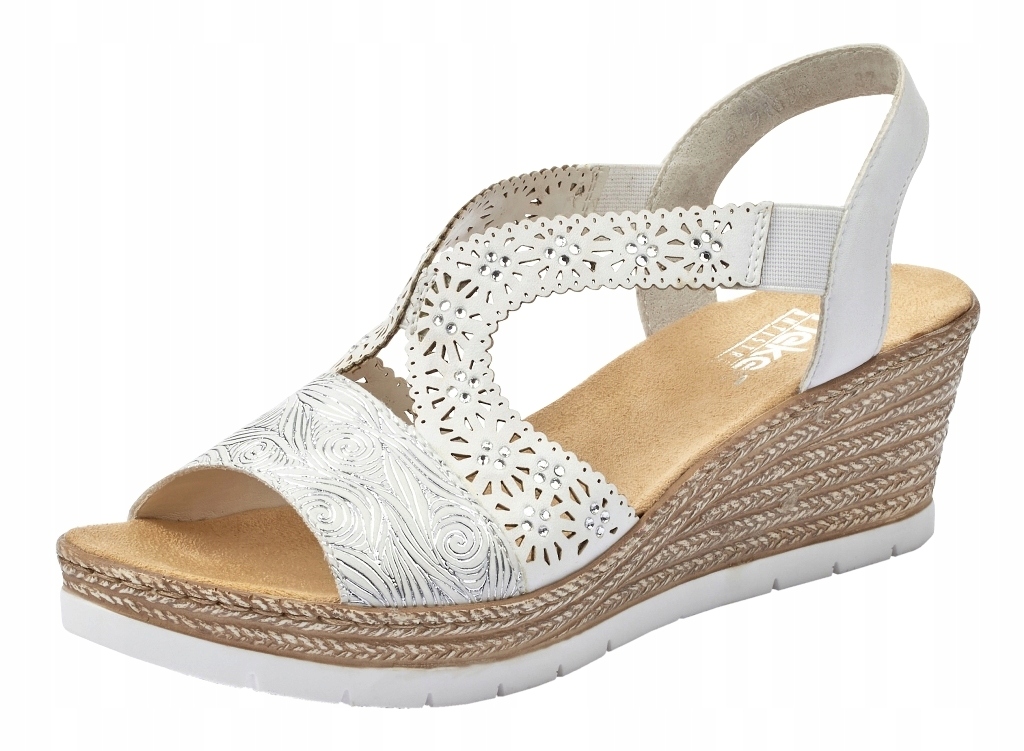 Rieker 61916-80 vel.38 bílé sandály na klínku
