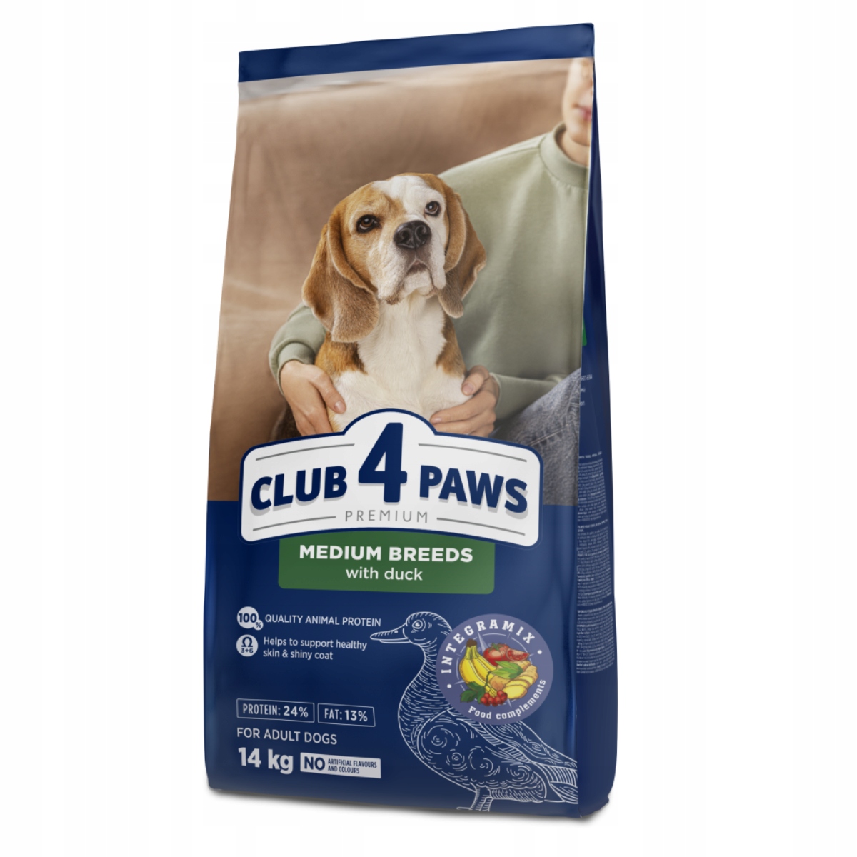 Levně Suché krmivo pro psy středních plemen s kachnou 14 kg Club 4 Paws