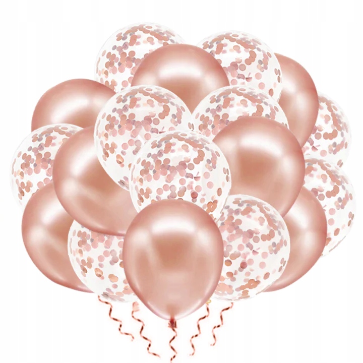 Balony z Konfetti ROSE GOLD 30 cm -- 30szt