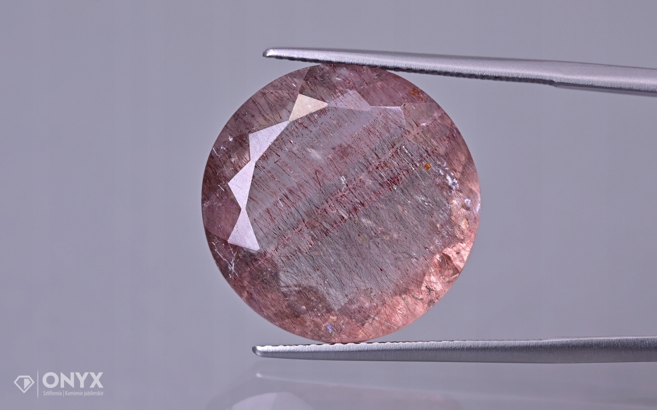 Jahodový křemen fazetovaný kulatý fi 19 mm