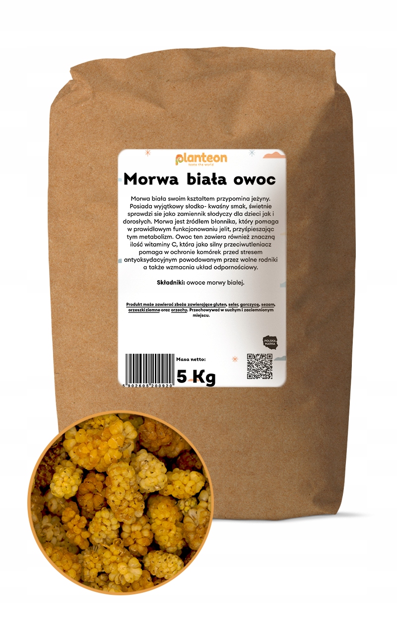 Levně Moruše bílé ovoce 5 kg sušené ovoce moruše náhrada sladkostí bonbónů