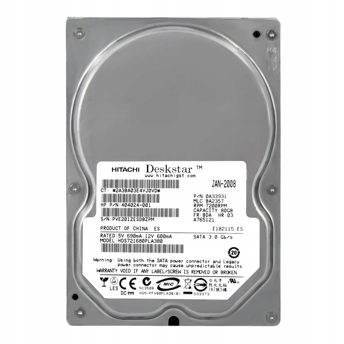 Hp 404024-001 80GB 7.2K 8MB Sata II 3.5'' HDS721680PLA380