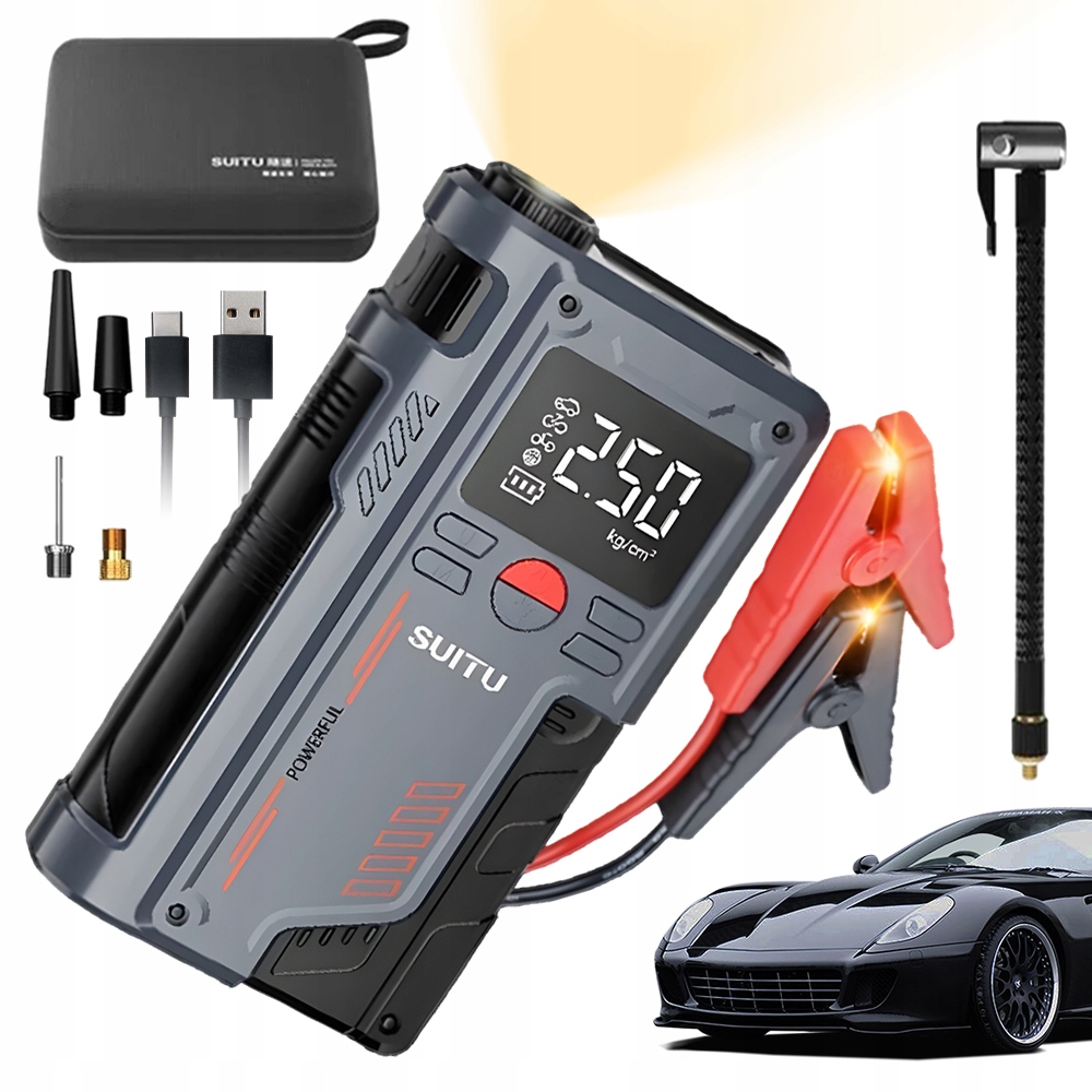 Jump Starter 8000MAH Booster Startér Do Auta Power Bank+svorky Sada