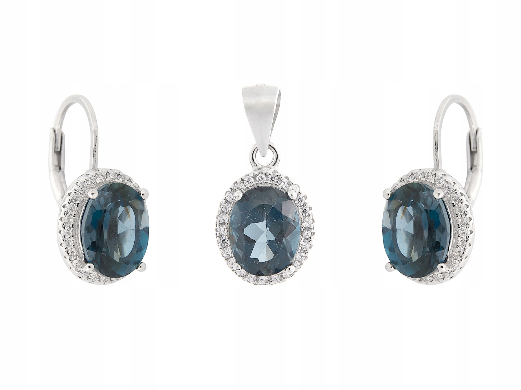 Stříbrný Komplet Markýza London Topaz Přírodní Dárek