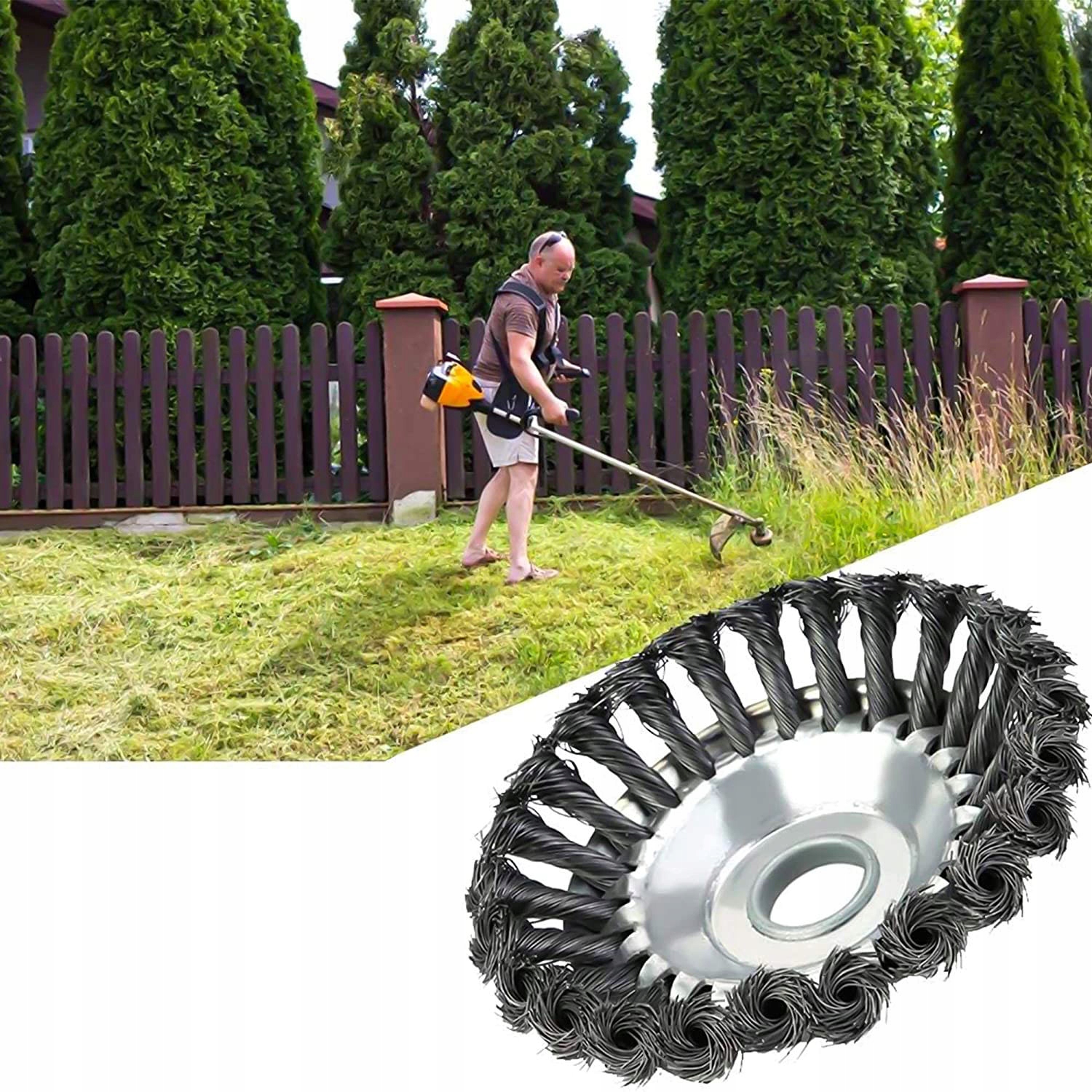 SZCZOTKA DRUCIANA DO PODKASZARKA KOSIARKA 200*25MM DO OGRÓD TRAWNIKOWY Marka bez marki