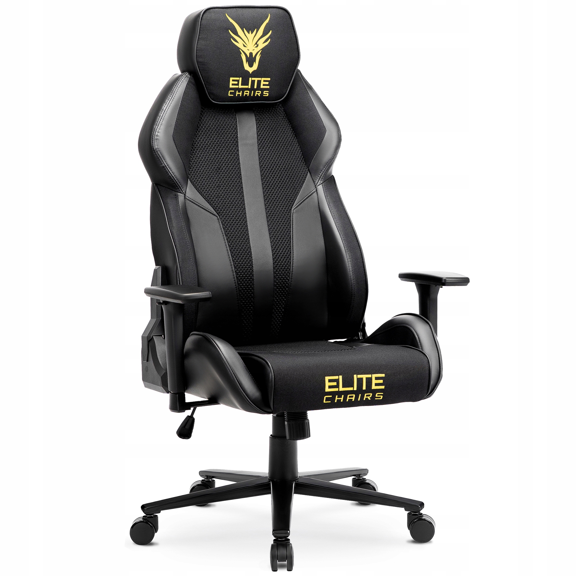 Černá Žlutá Herní otočná ergonomická židle Dragon Nexon