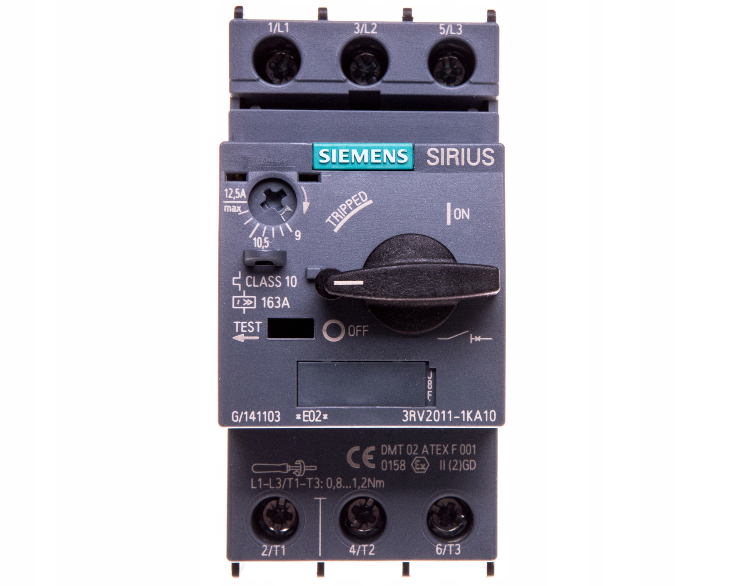 3-FÁZOVÝ Motorový Vypínač 5,5 kW S00 9-12A Siemens Sirius 3RV2011-1KA10