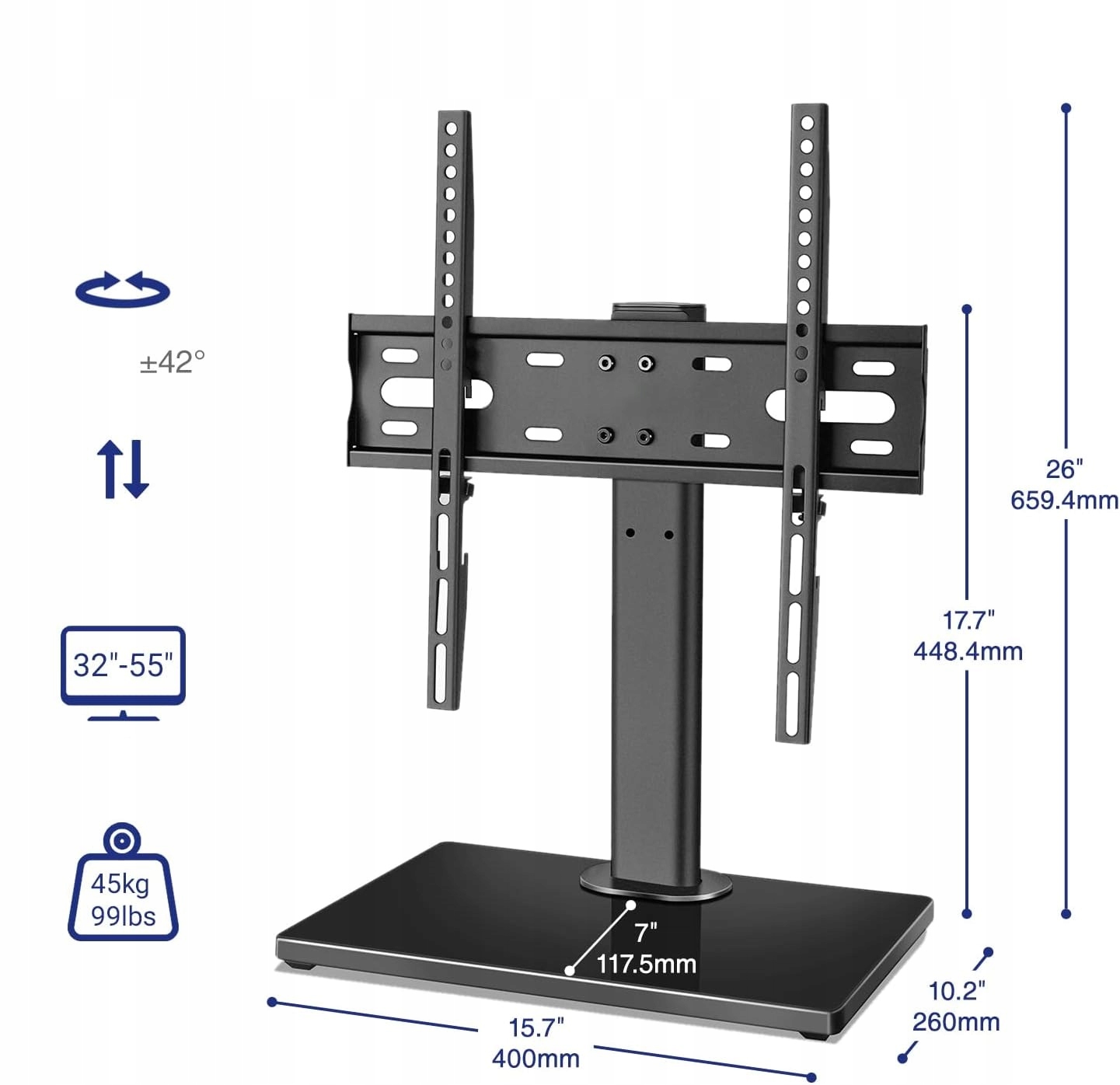 PODSTAWA TV STOJAK UCHWYT NA TELEWIZOR NOGA TELEWIZORA 32-55 CALI REGULACJA Marka bez marki