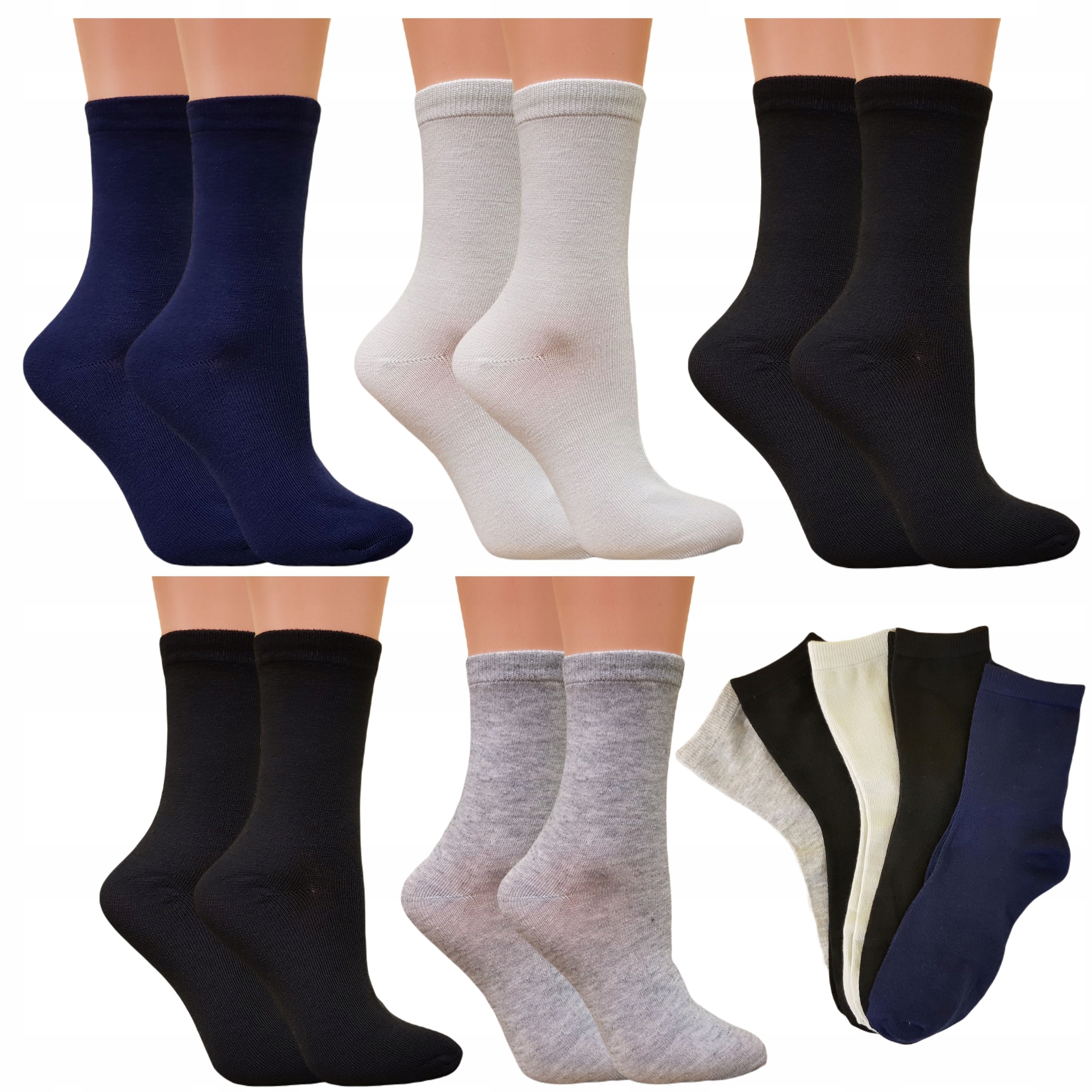 

5 Par Damskie Skarpety Bawełniane Kolorowe