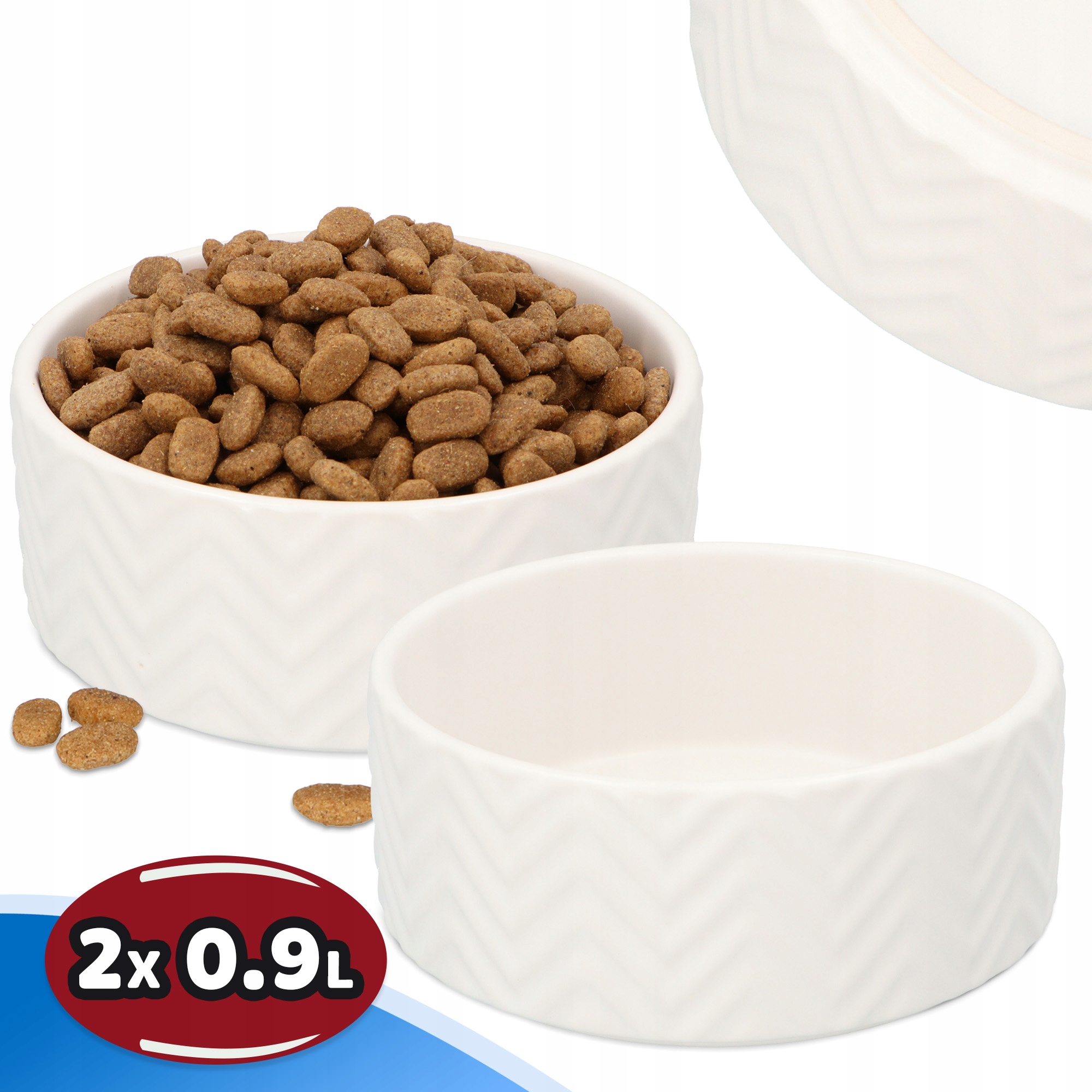 Levně 2x Miska Psa 0,9 Keramická Miska Štěňata Vodu Krmivo Komplet Misek 8K