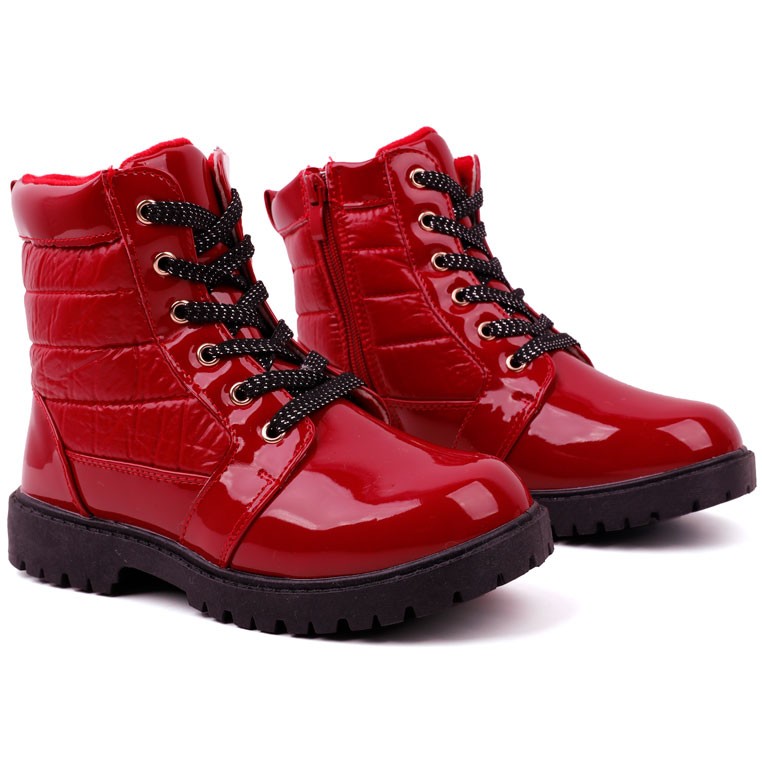 Traperki botki ocieplane zimowe 4 r.29 Czerwony