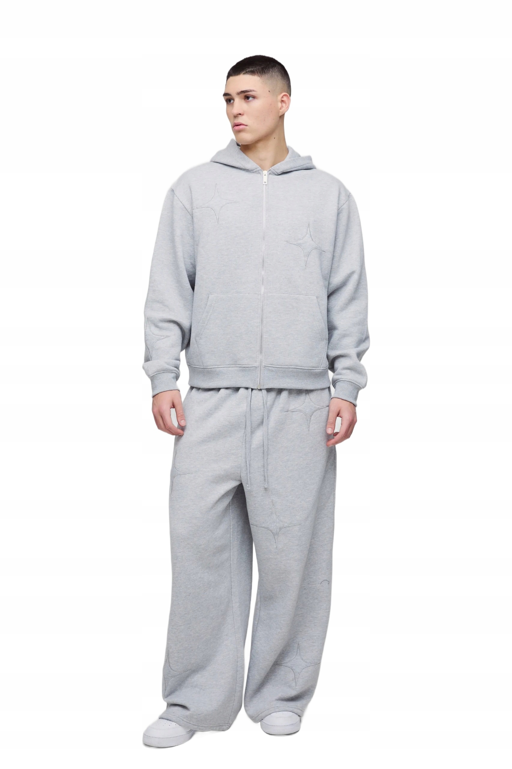 Boohooman Šedý Teplákovka Pánský S Kapucí A Volnými Kalhotami L Z3A