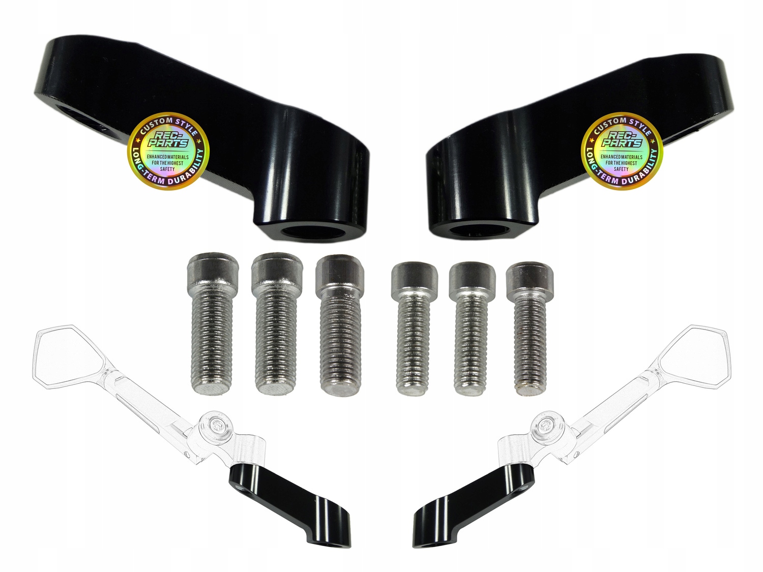 Poszerzenie Lusterek Motocyklowych Przedłużki Adaptery M10 Śruby M10 i M8