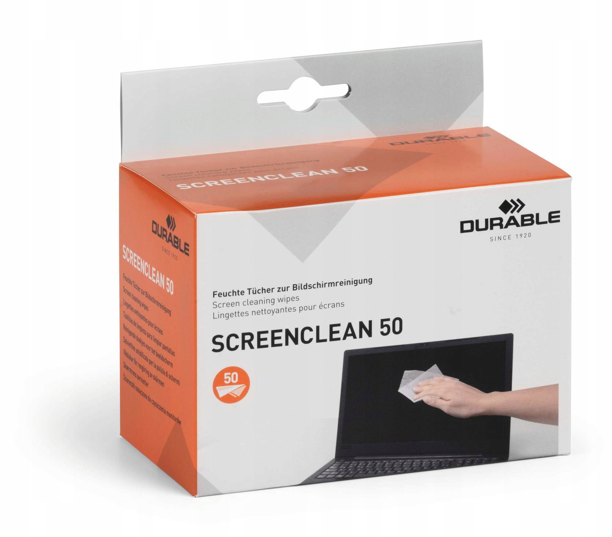 Ściereczki nawilżone do czyszczenia ekranów Durable 50 szt.
