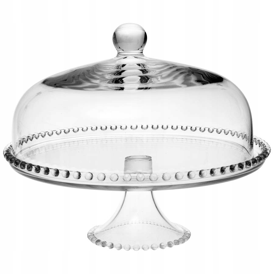 Podnos se skleněným krytem Elegantní na dort Dort Sýr Jasło 32 cm Kuličky