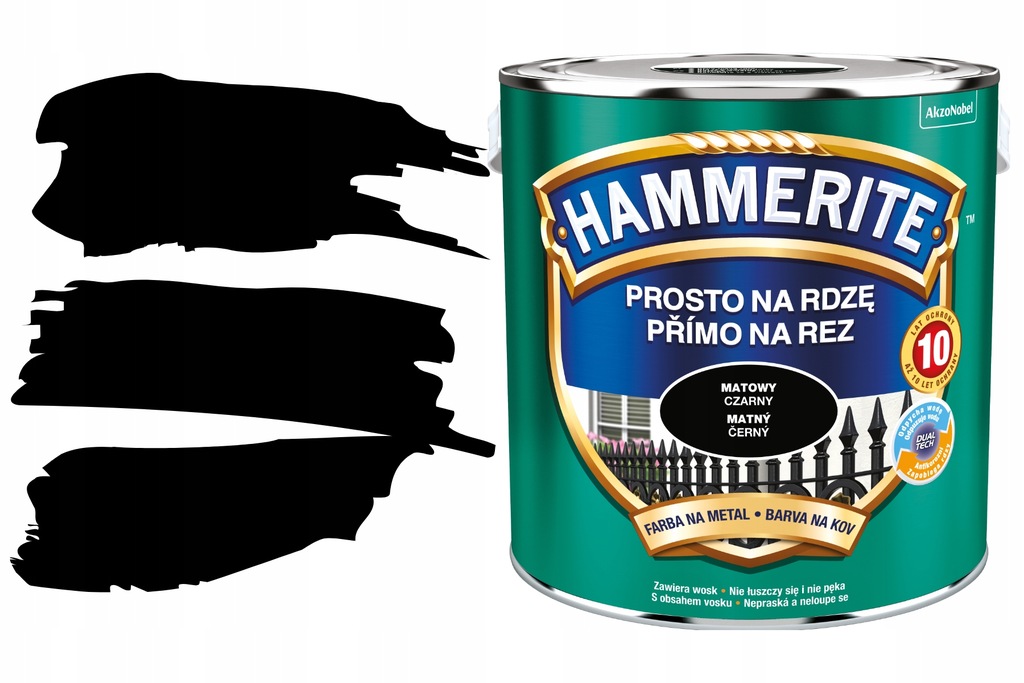 Wydajna Farba do Metalu Drewna Antykorozyjna Na Rdzę Mat Czarny 2,5L