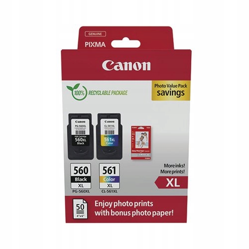 Sada inkoustů Canon PG-560XL CL-561XL originální fotopapír multipack