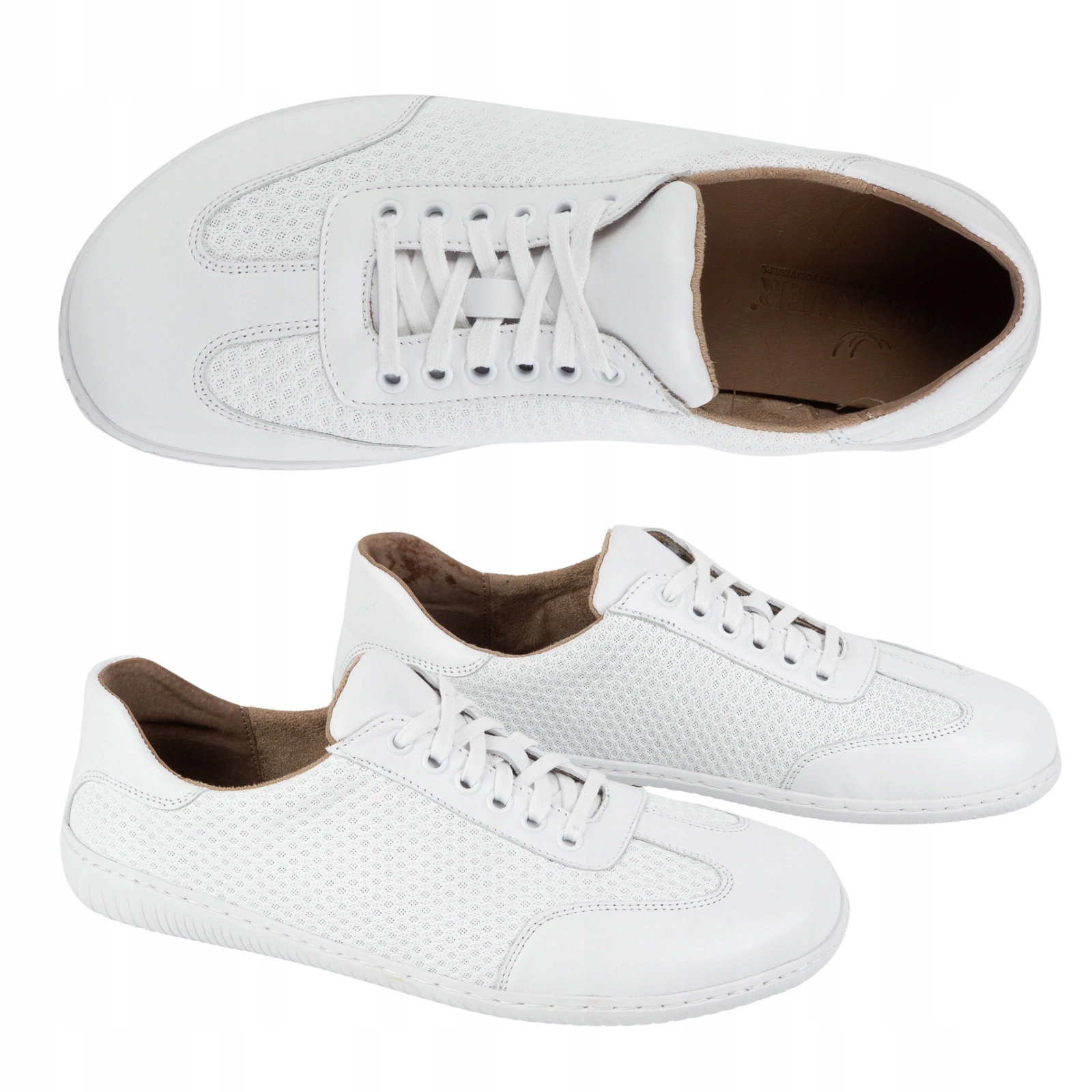 Buty męskie barefoot minimalistyczne skórzane 0742W biały 41