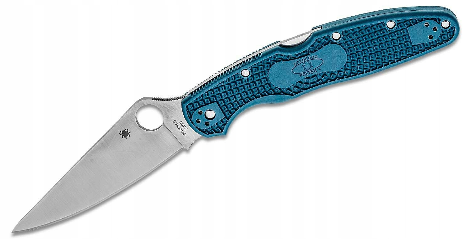 Spyderco C07FP4K390 Police 4 Lightweight nóż kieszonkowy 11,1 cm, niebieski, Frn