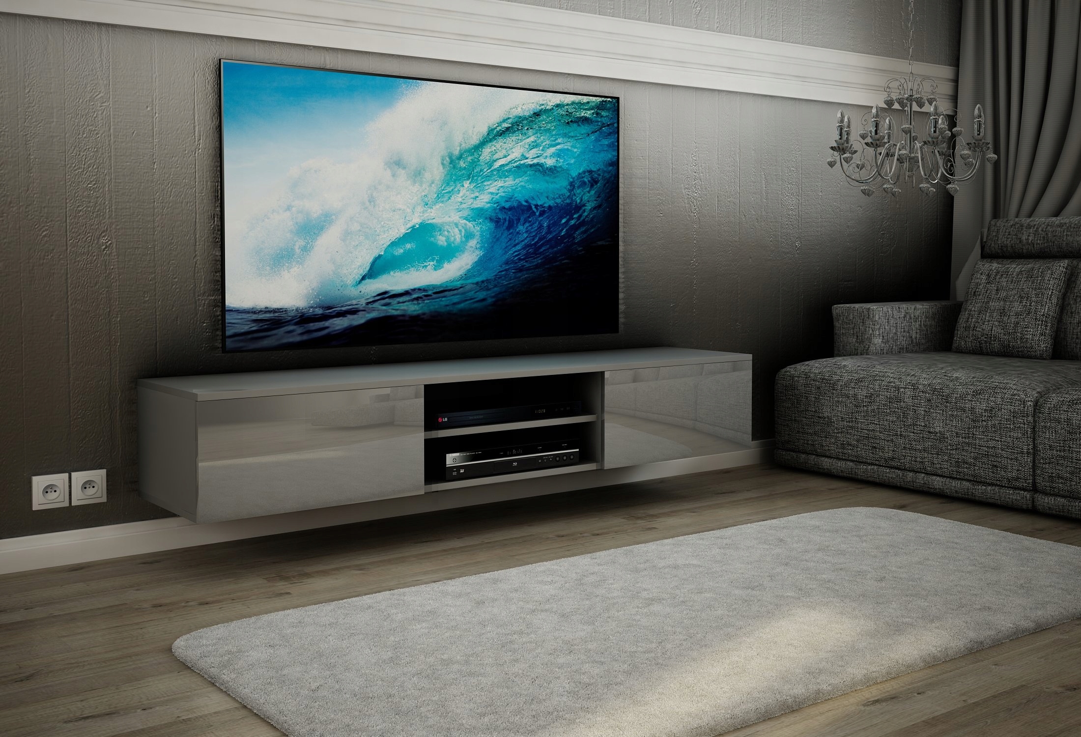 RTV szafka Nowoczesna pod TV Połysk duża 200cm Kolekcja 1