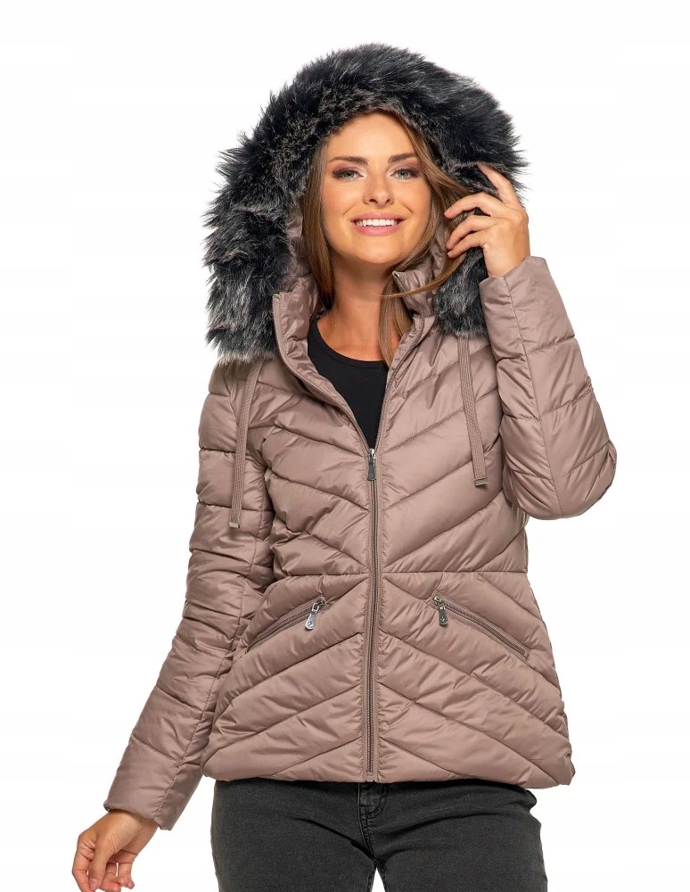 Dámská bunda Moraj prošívaná béžová s kapucí až k bokům velikost M