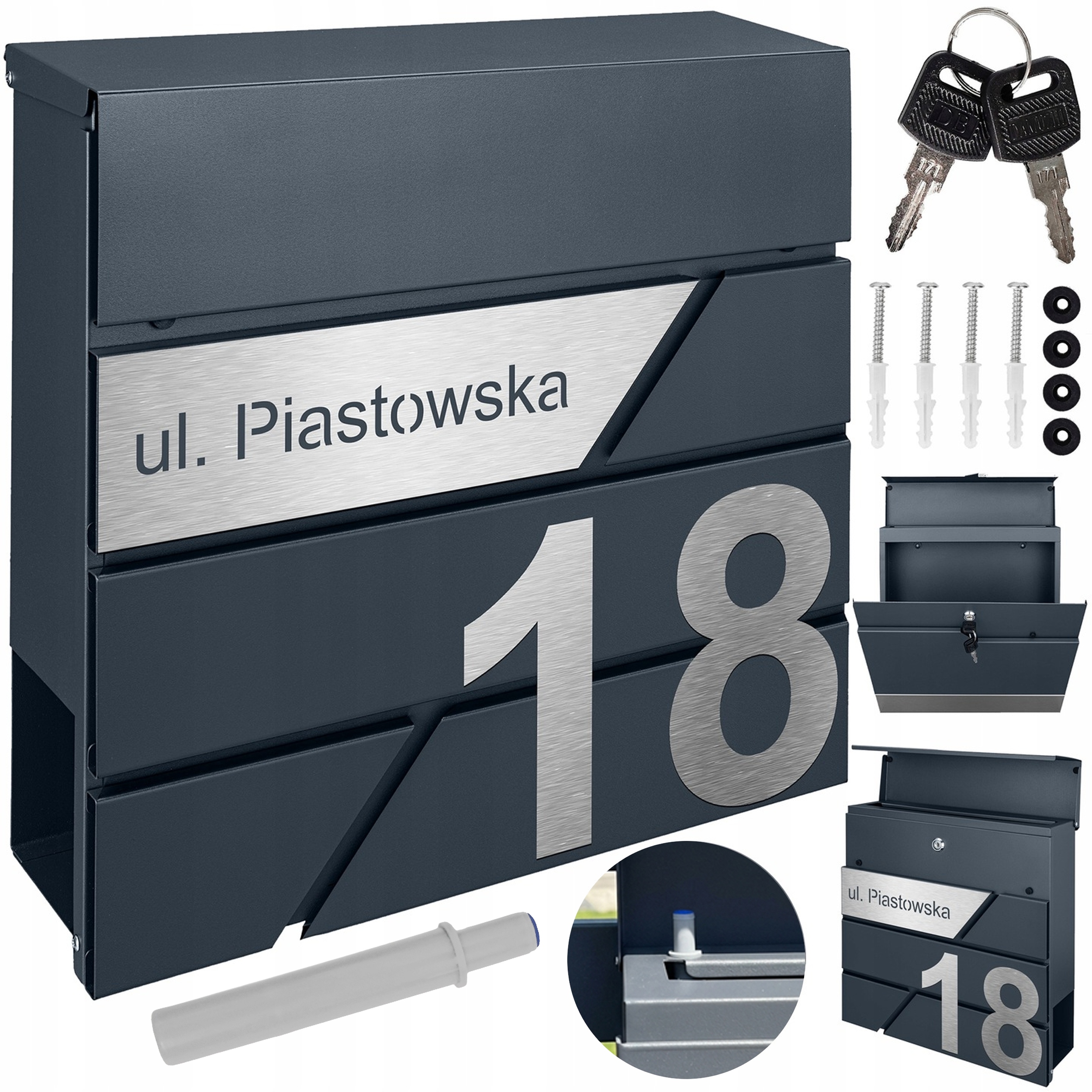 Antracitová Poštovní Schránka S Velkými Číslicemi, Laminát