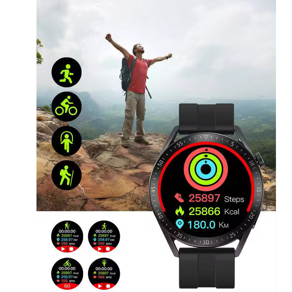 SMARTWATCH ZEGAREK MĘSKI POLSKIE MENU ROZMOWY SPORT SMART WATCH MĘSKI Materiał paska guma