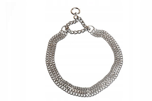 Obojek Řetěz trojitý 55-65 cm Stříbrný