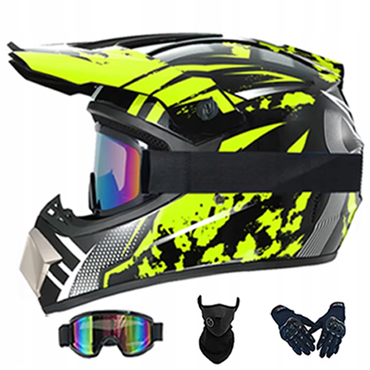 Motocyklová Přilba Lehká Enduro Quada Brýle Rukavice Maska XL