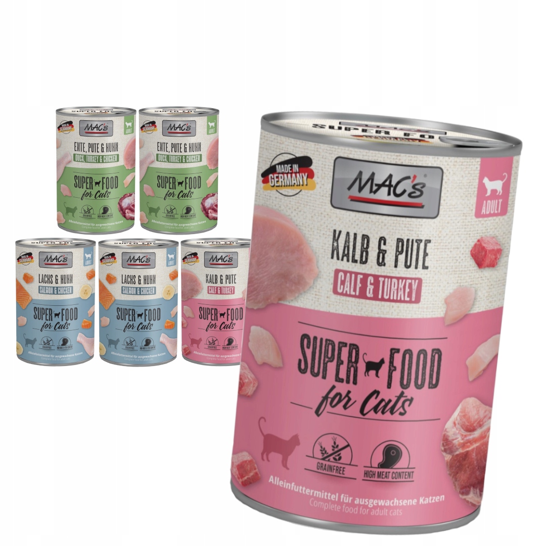 Levně MAC's 6x400g Vlhké Krmivo pro dospělé kočky Mix 3 příchutí