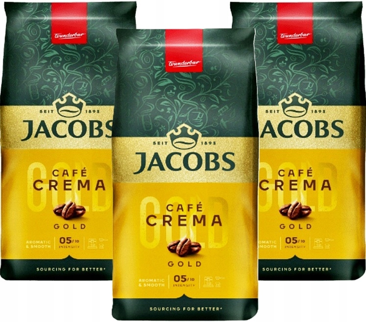 Jacobs Cafe Crema Gold káva 3x1000 g Shot Kolagen 50 ml Bonus