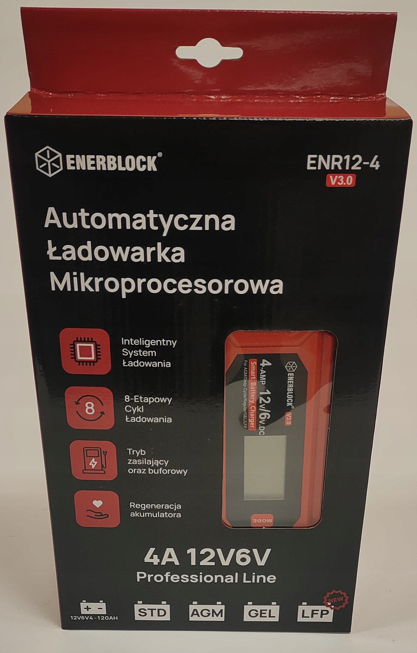 

Ładowarka, 6/12V 4A Enerblock Agm, Gel, LiFePO4