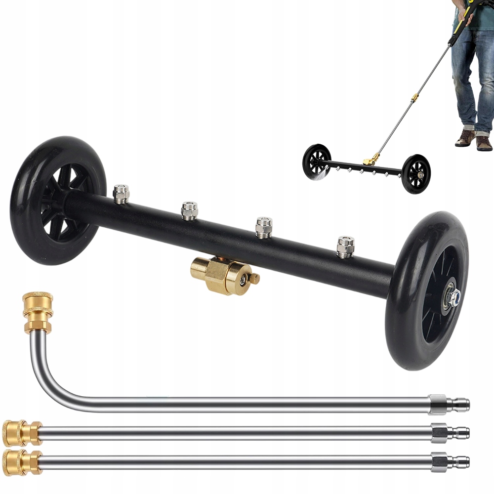 Vozík Na Čištění Podvozků A Dlažby, Vodní Metla, Mytí S 3 Lankami