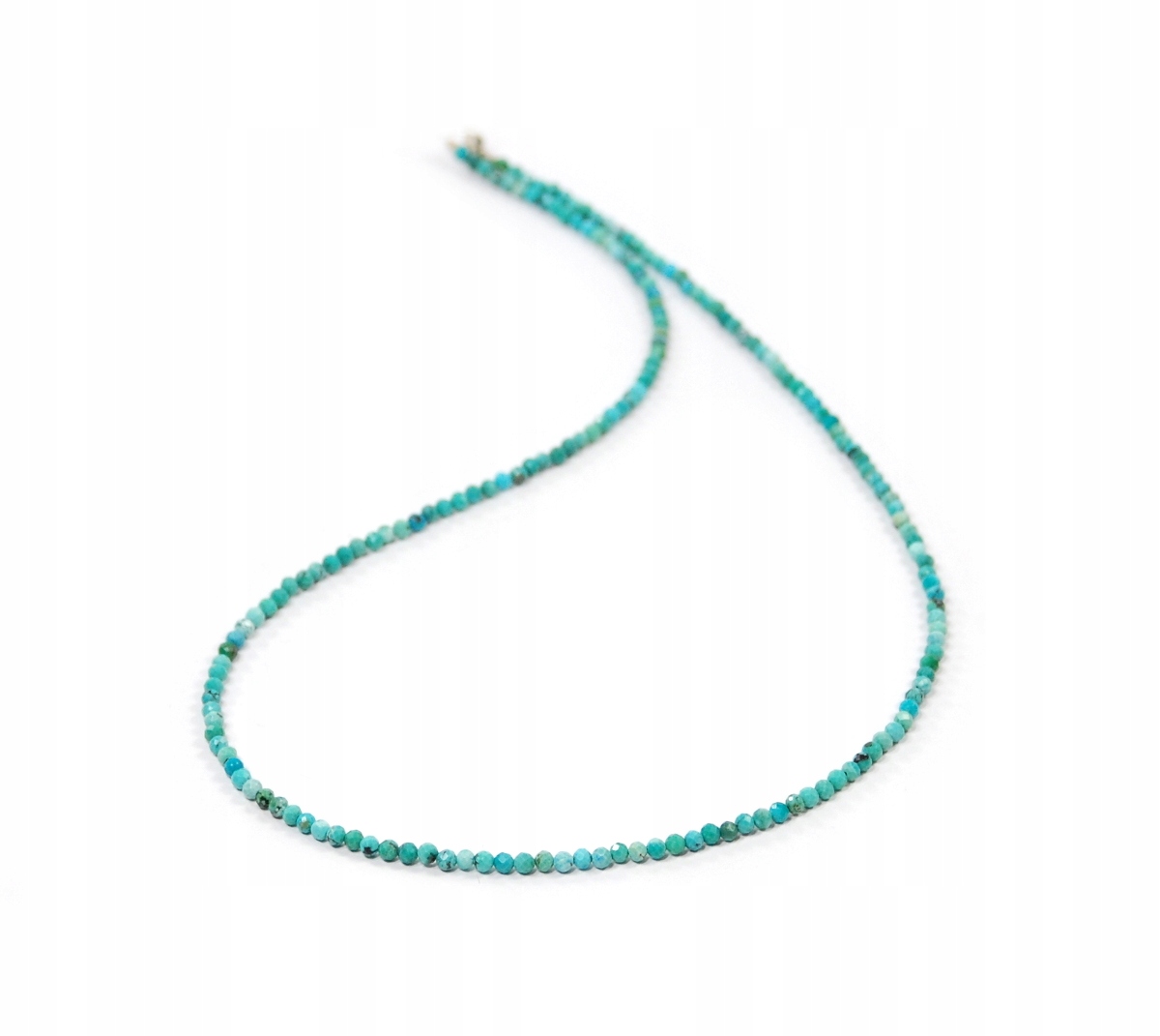 Přírodní náhrdelník Turkus fazetované kuličky 3 mm zapínání stříbro 925